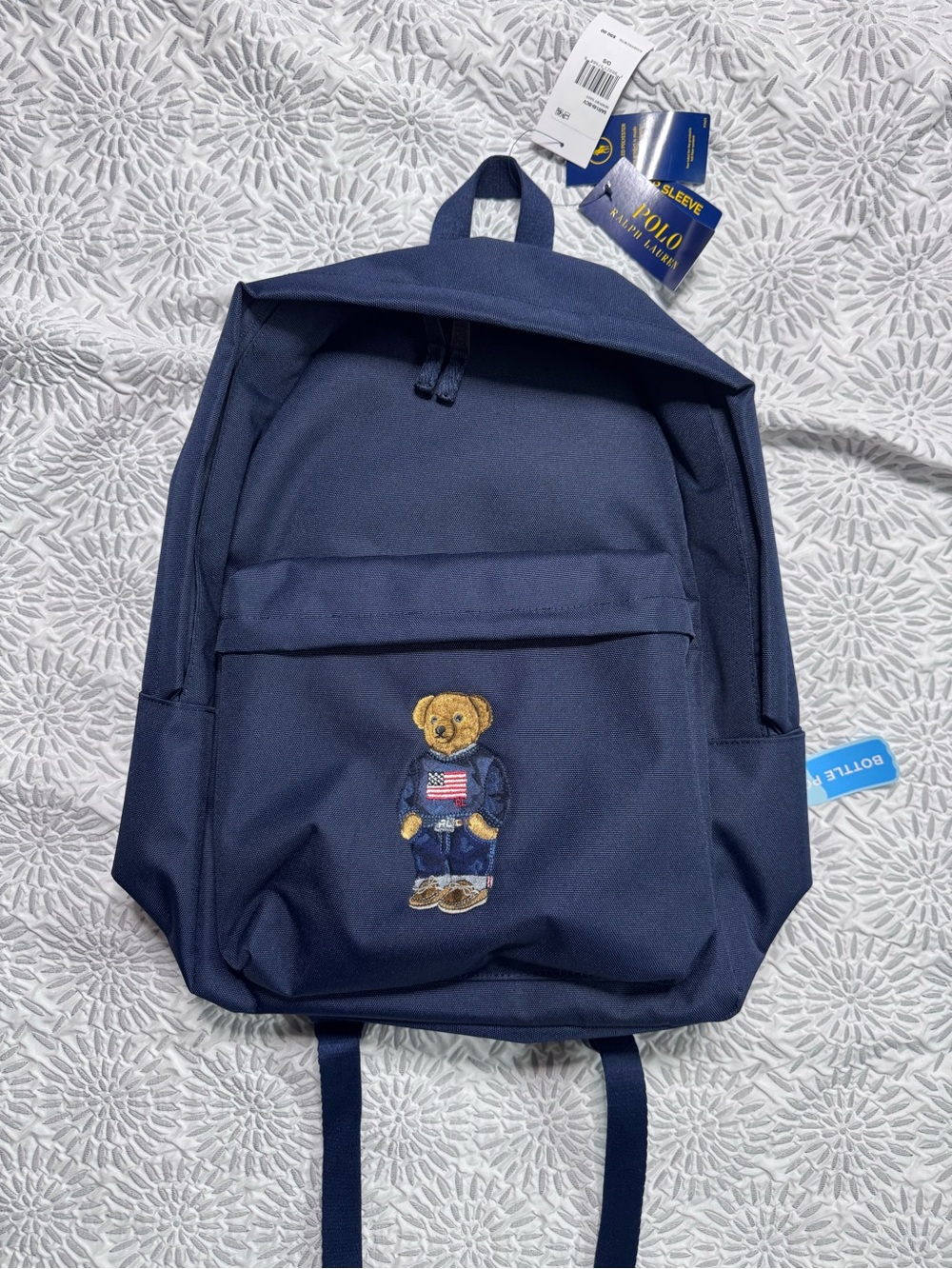 Polo Ralph Lauren Navy Blue Polo Bear Embroidered Backpack Adult / Kids New